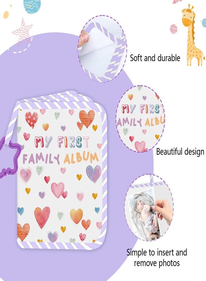 Vorruil Baby Photo Album, My First Family Soft Photo Album For Baby, Raining Hearts Babies Cloth Photo Book Memory Keepsake Shower, First Year Babies Gift Pictures Holds for Newborn Toddler Kids 5.5x7inches - Image 3
